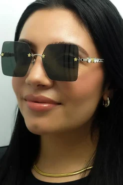 Rimless Silver Grey Sunglasses