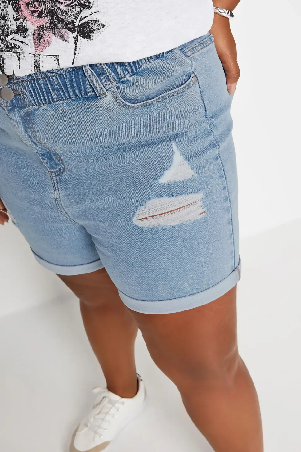 Ripped Denim Shorts