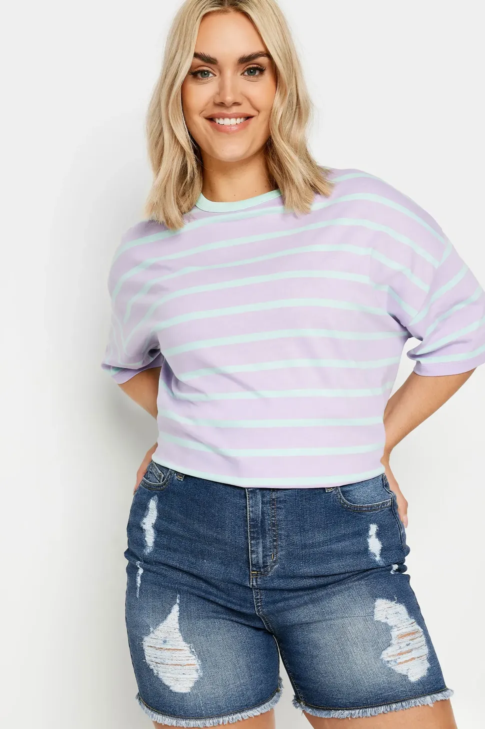 Ripped Stretch Denim Shorts