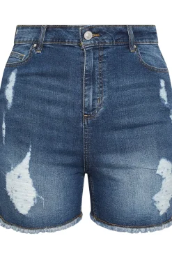 Ripped Stretch Denim Shorts