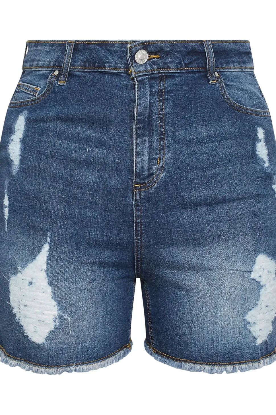 Ripped Stretch Denim Shorts