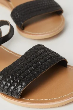 Robbie Leather Plaited Low Wedge Sandals