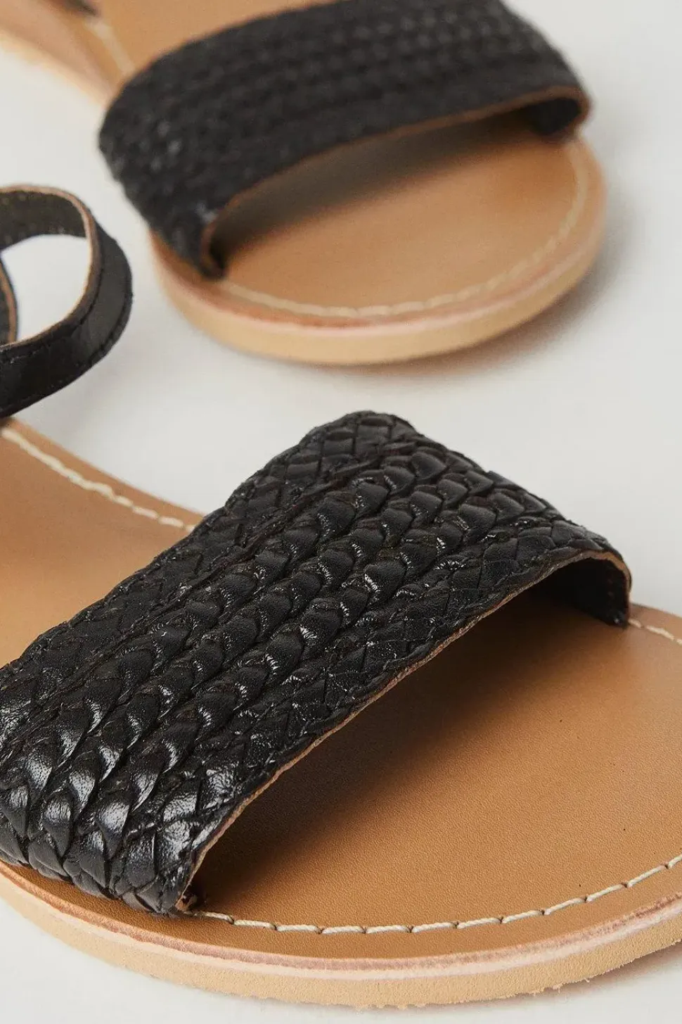 Robbie Leather Plaited Low Wedge Sandals