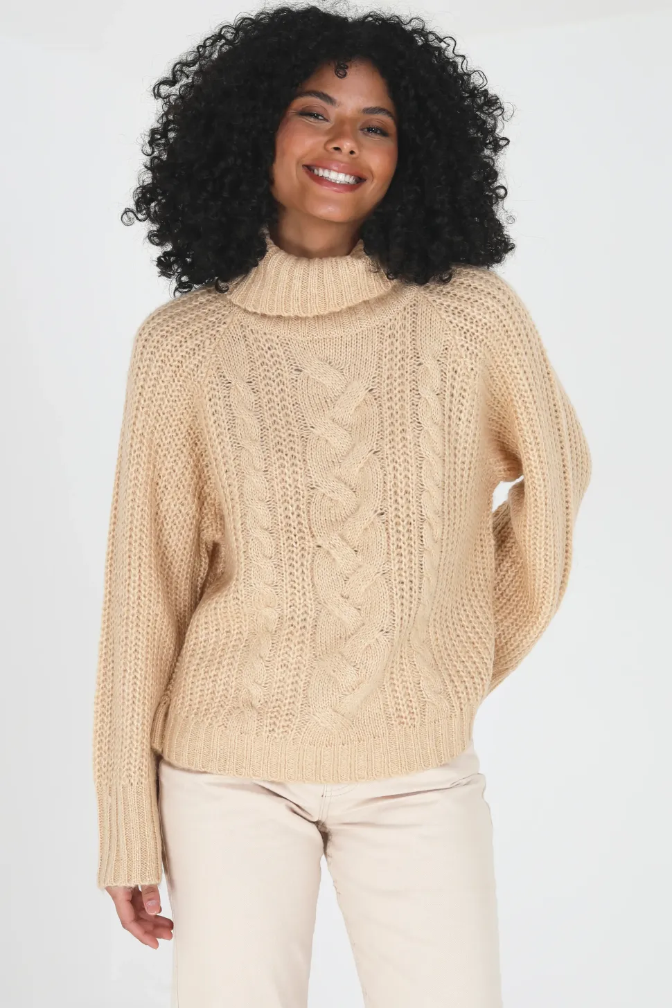 Roll Neck Cable Knit Jumper