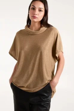 Roll Neck Oversized Metallic Top