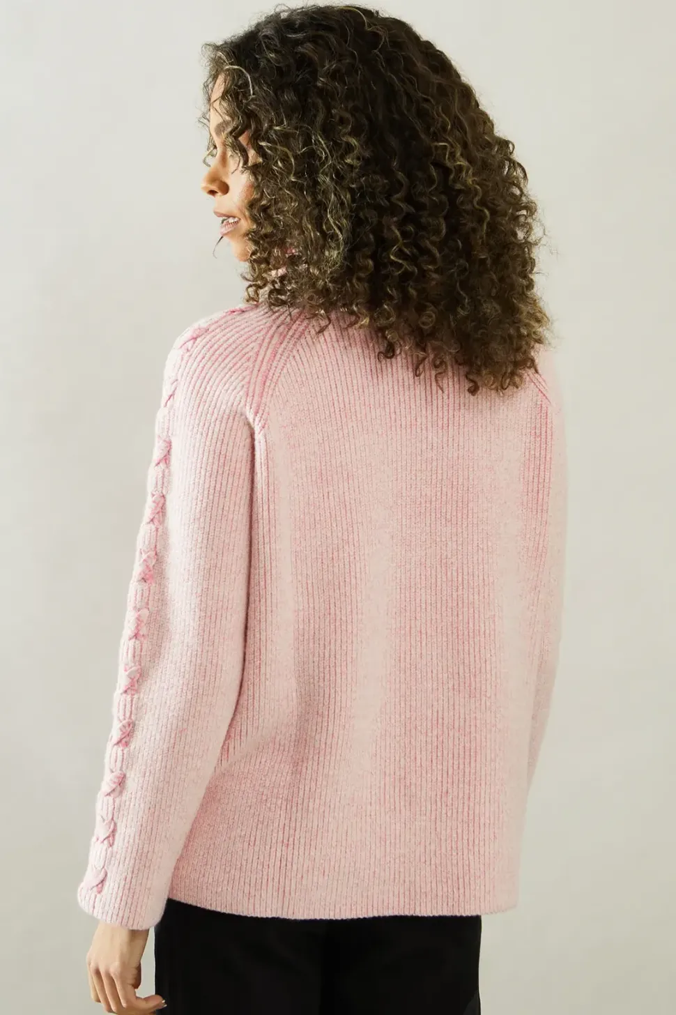 Roll Neck Ribbed Sleeve Detail Jumper