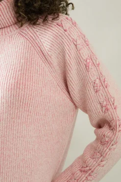 Roll Neck Ribbed Sleeve Detail Jumper