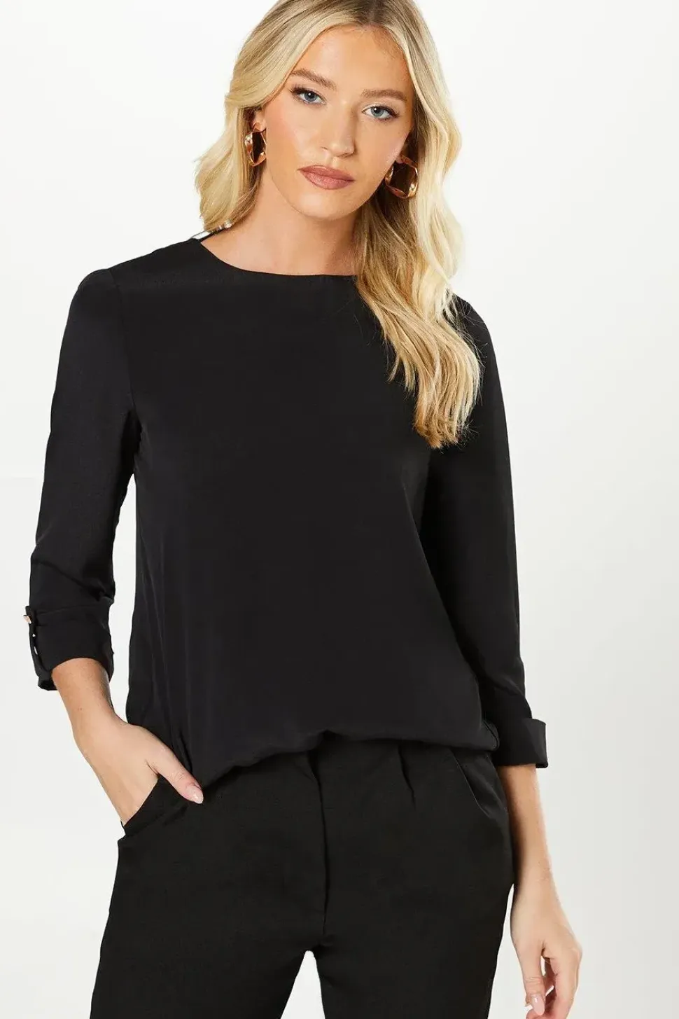 3/4 Roll Sleeve Blouse