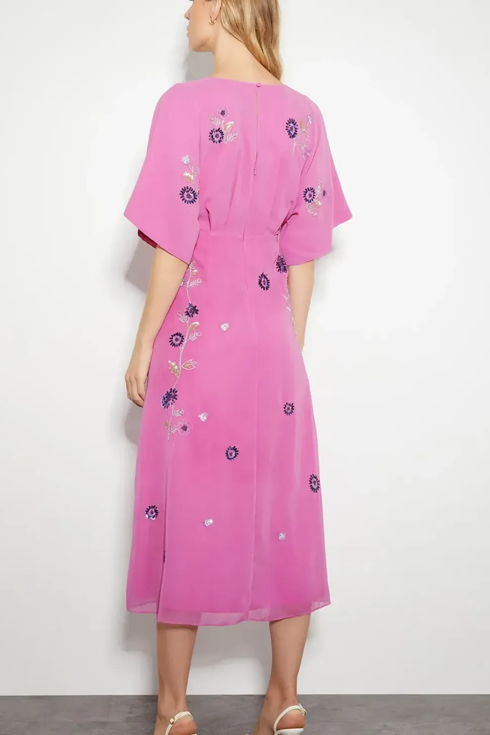 Rosalie Embellished Midi Kimono Dress