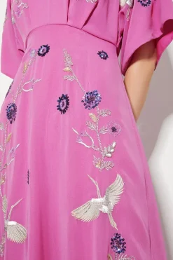 Rosalie Embellished Midi Kimono Dress