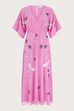 Rosalie Embellished Midi Kimono Dress