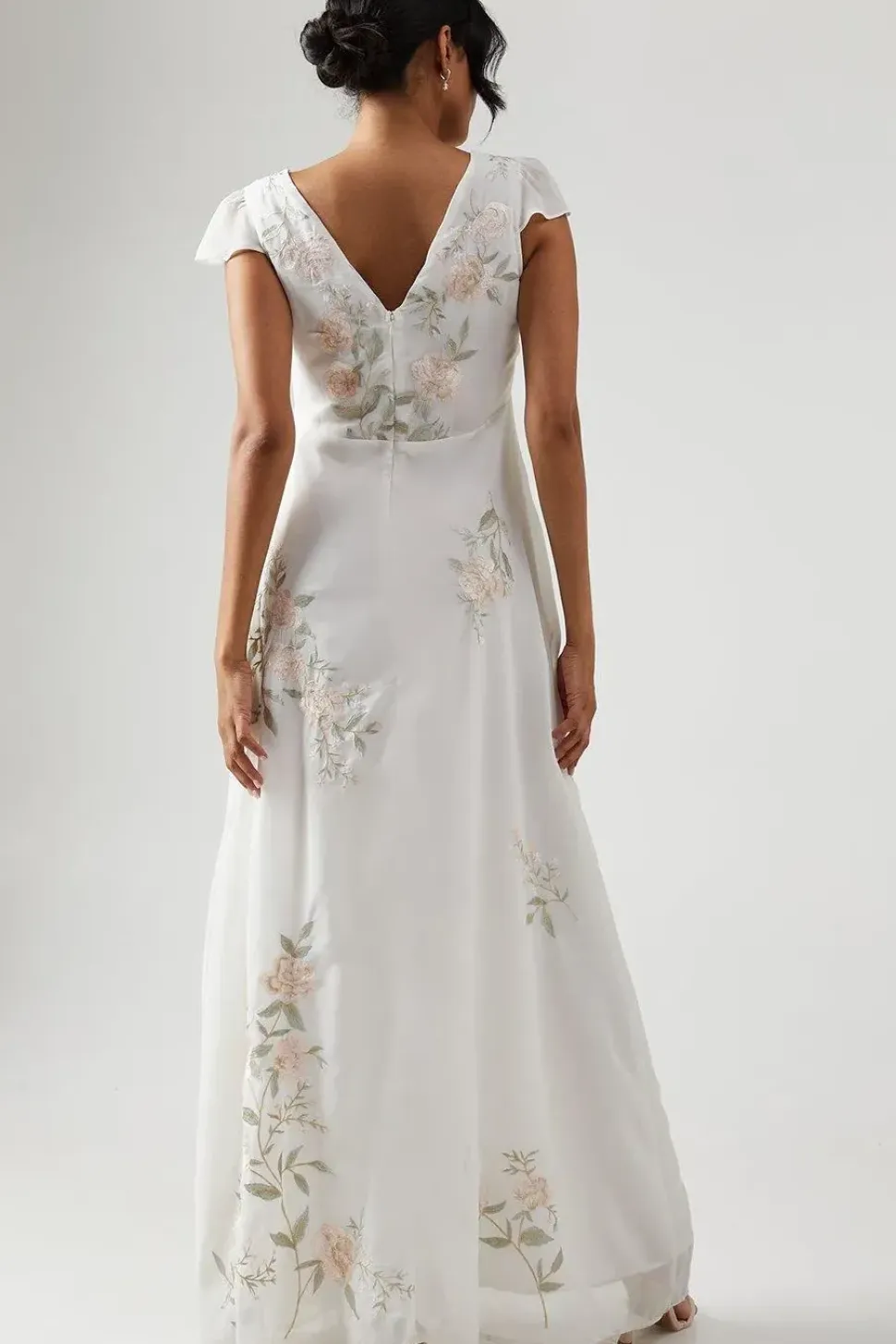 Rose Embroidered Bridesmaid Maxi Dress