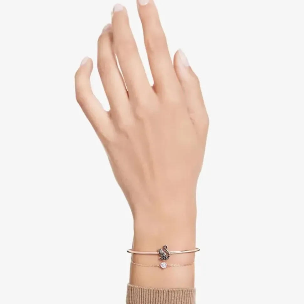 Rose Gold Plated Black Swan Bangle 5678048