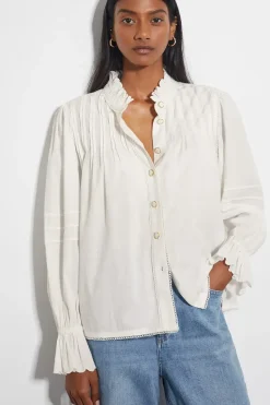 Rose Long Sleeve Frill Pleat Shirt