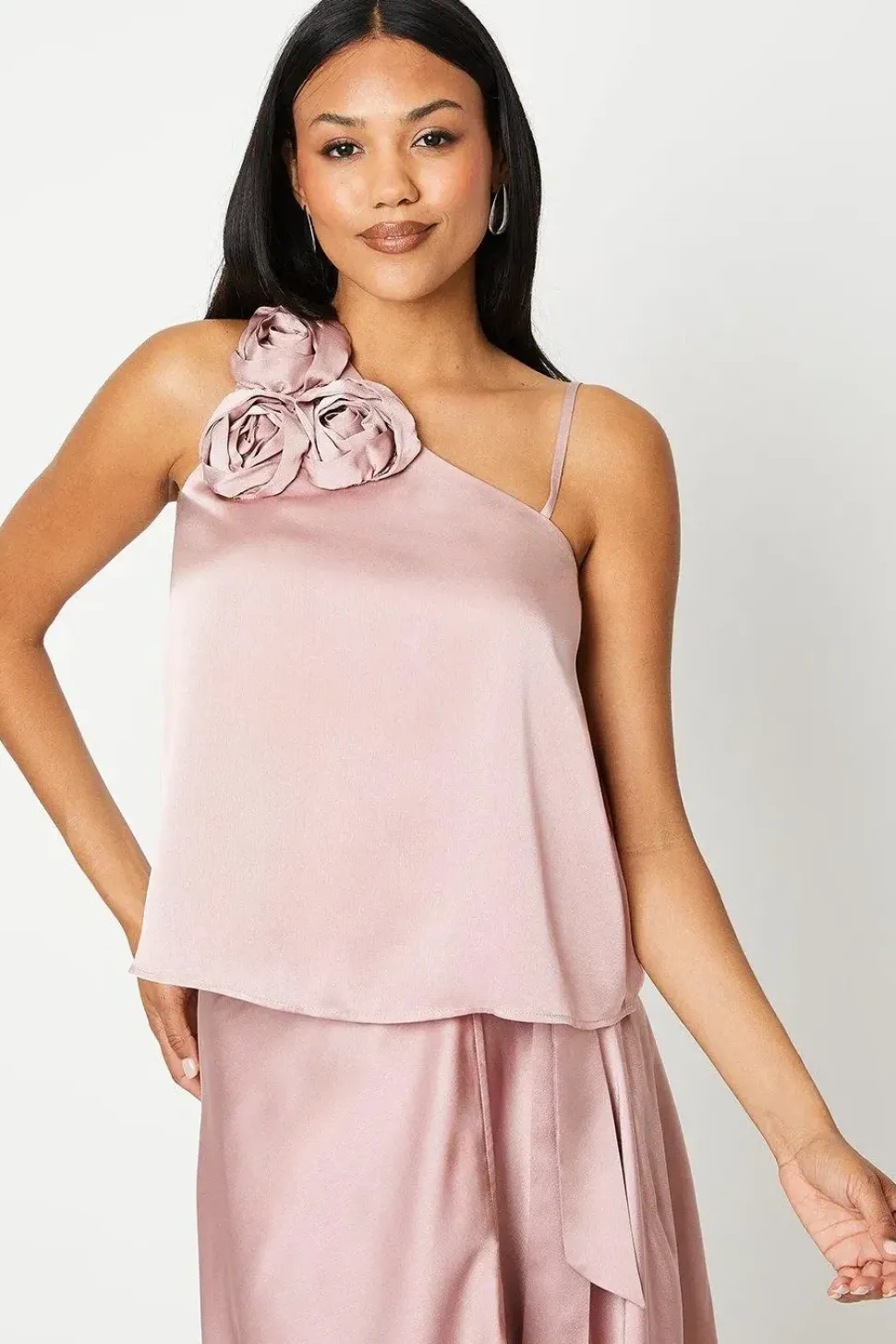 Rose One Shoulder Satin Top
