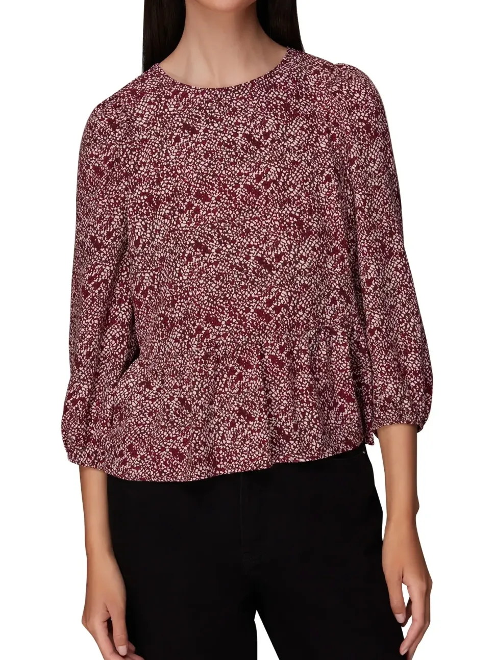 Rough Weave Cut Out Peplum Top-