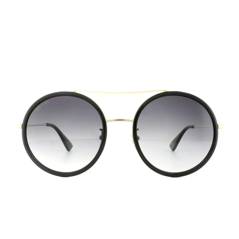 Round Black Gold Grey Gradient Sunglasses
