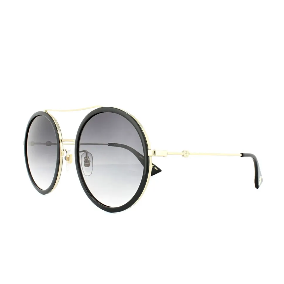 Round Black Gold Grey Gradient Sunglasses