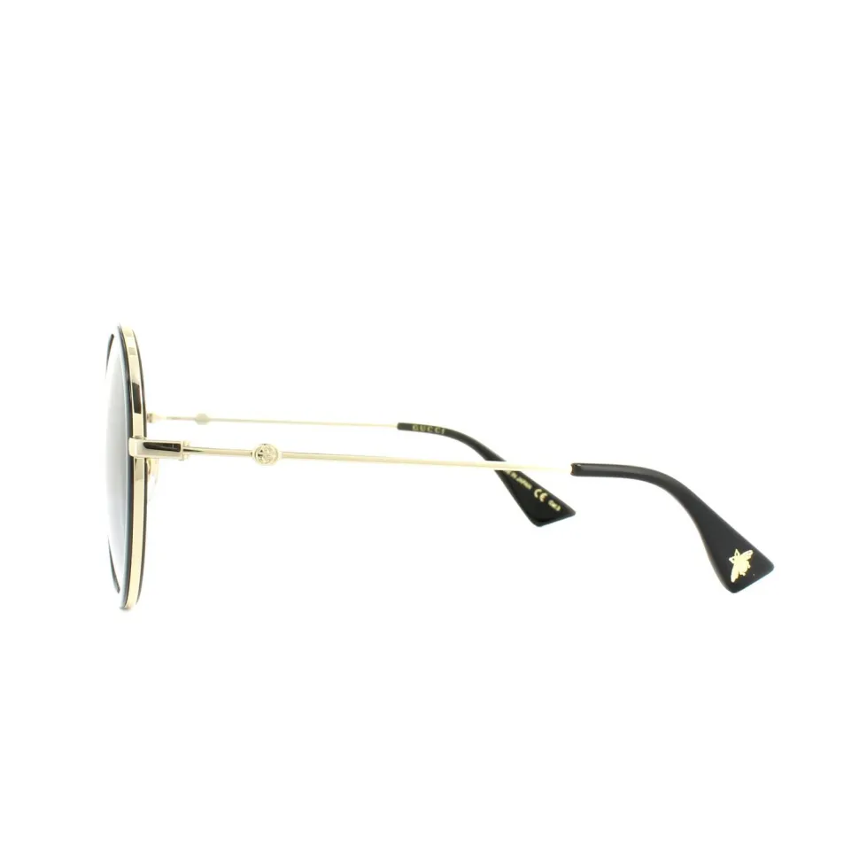 Round Black Gold Grey Gradient Sunglasses