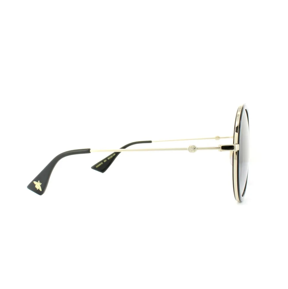 Round Black Gold Grey Gradient Sunglasses