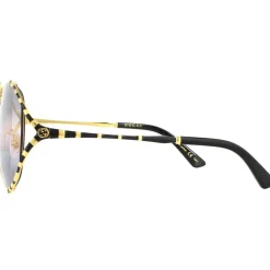 Round Gold and Black Double Grey Gradient Sunglasses