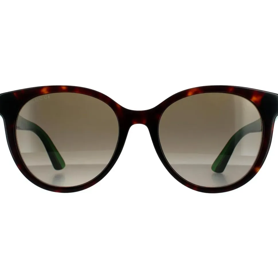 Round Havana With Green and Red Brown Gradient Sunglasses