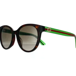 Round Havana With Green and Red Brown Gradient Sunglasses