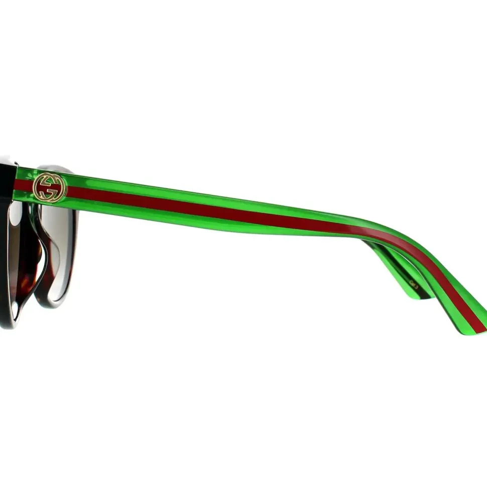 Round Havana With Green and Red Brown Gradient Sunglasses