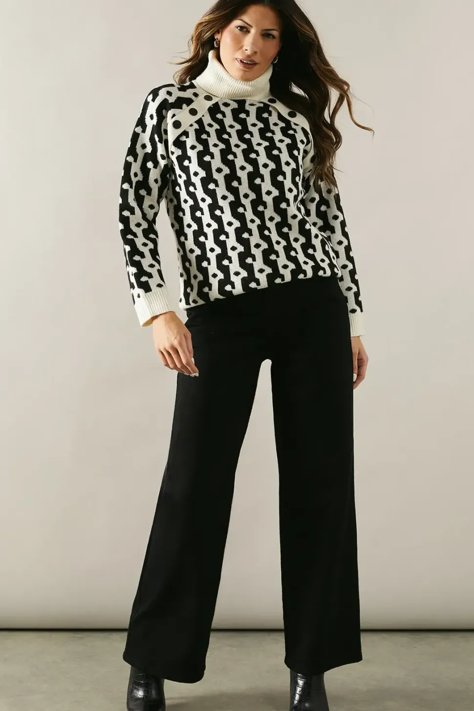 Round Neck Button Detail Jumper