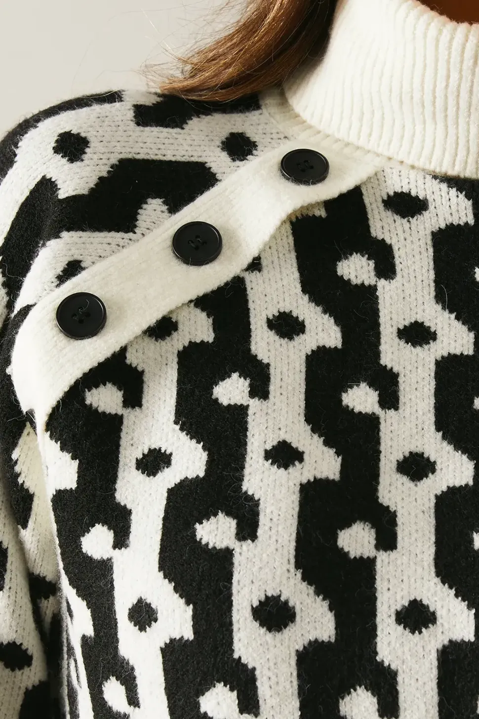 Round Neck Button Detail Jumper