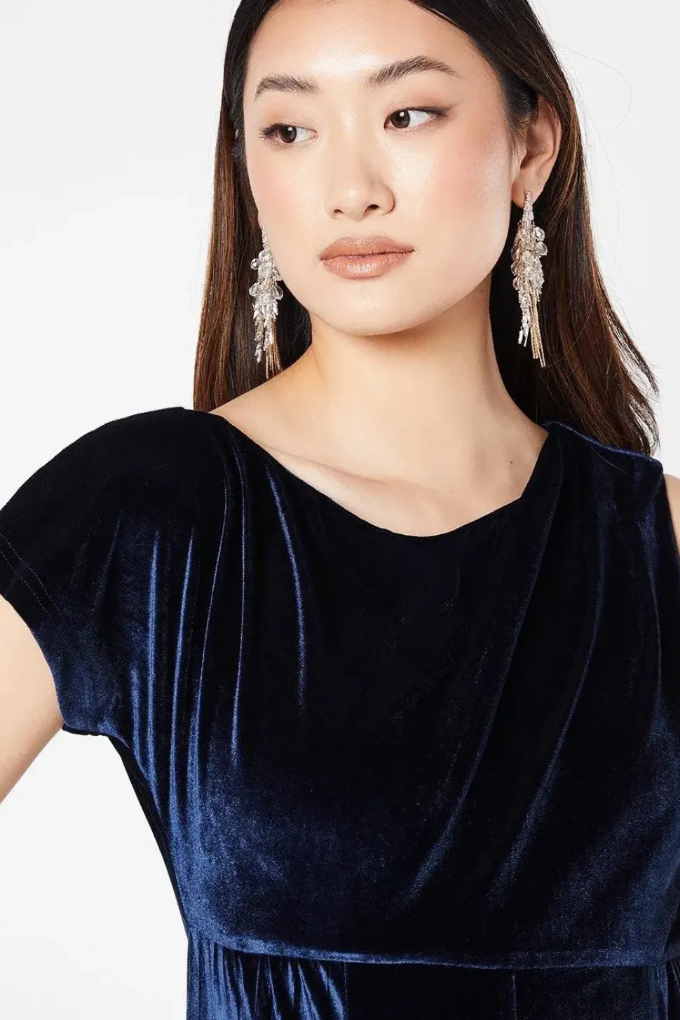 Round Neck Pleated Velvet Jumpsuit