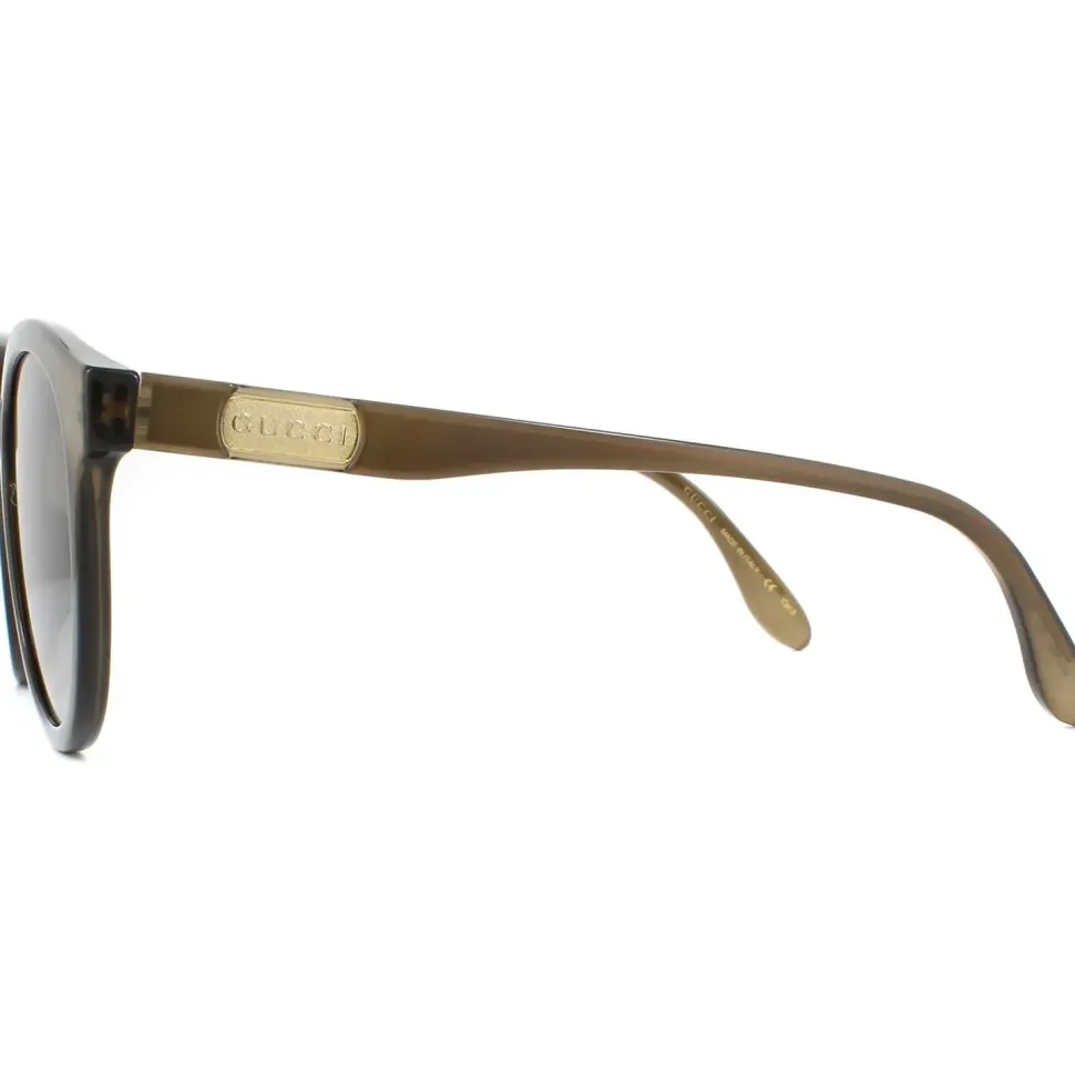 Round Polished Translucent Brown Brown Gradient Sunglasses