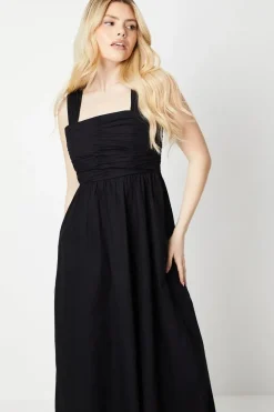 Ruched Bodice Midi Dress