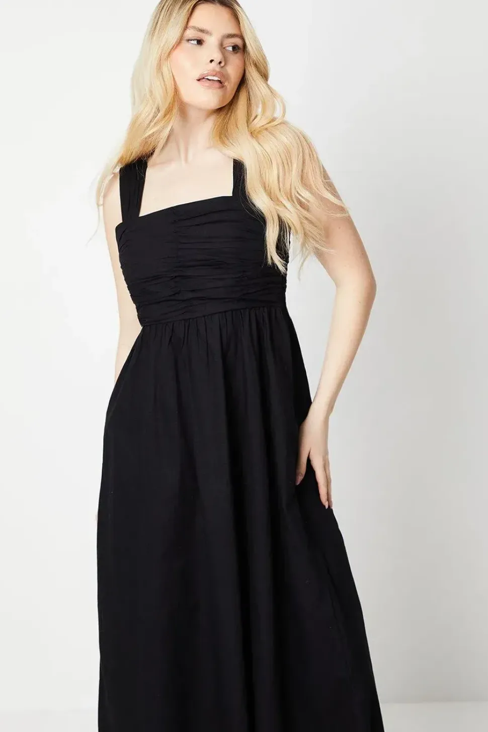 Ruched Bodice Midi Dress