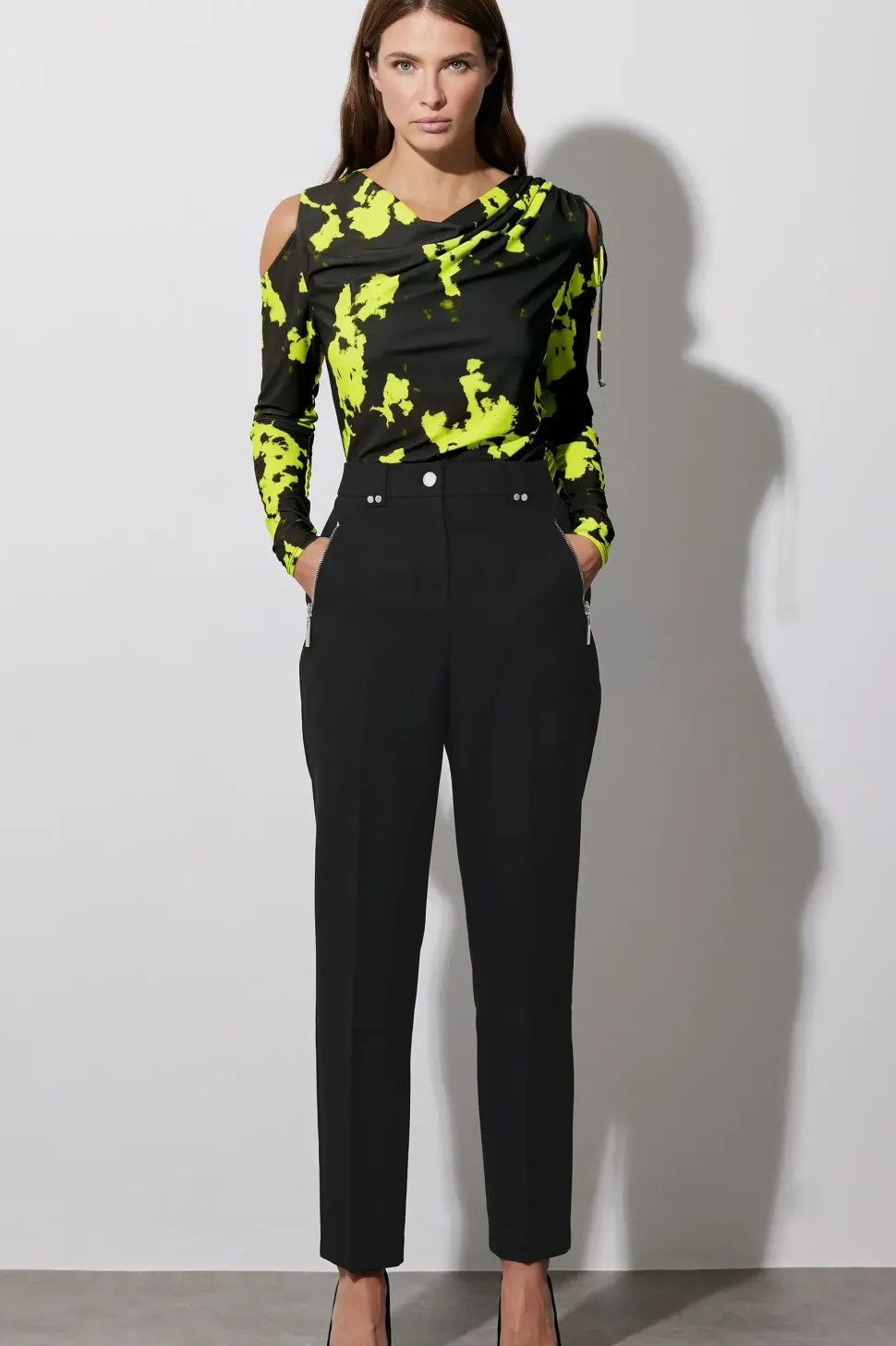 Ruched Cold Shoulder Top