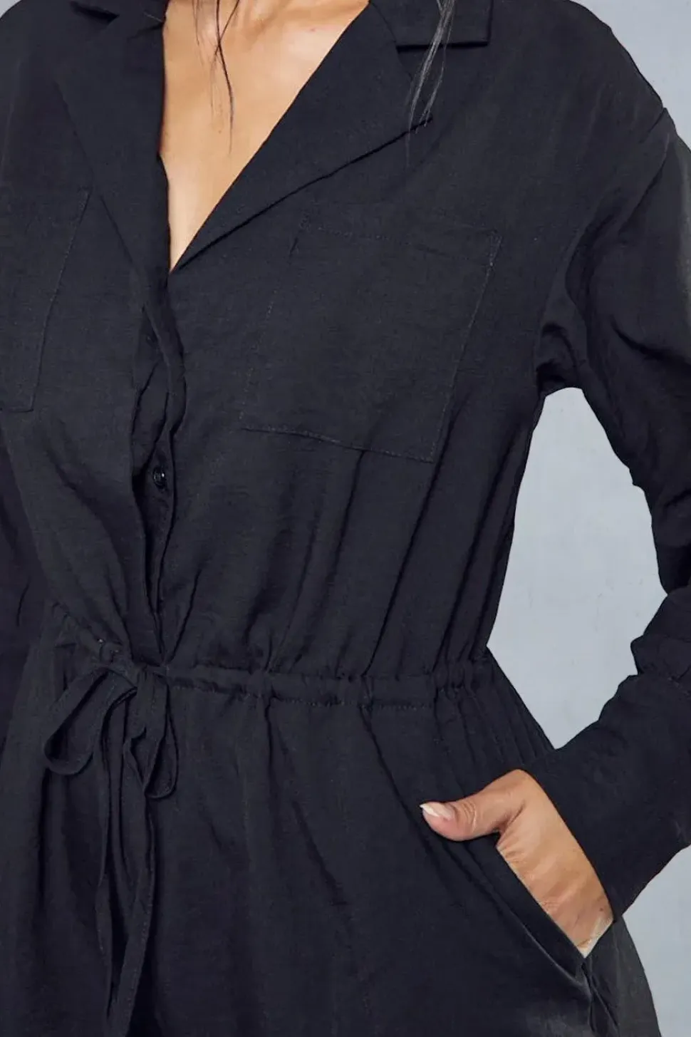 Ruched Drawstring Waist Playsuit