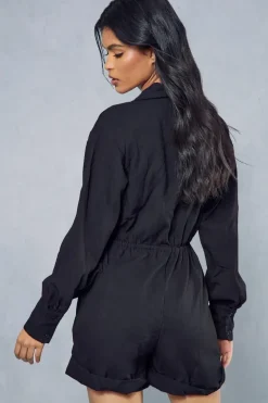 Ruched Drawstring Waist Playsuit