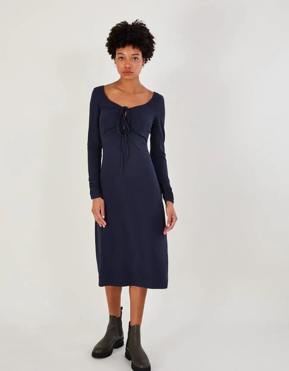 Ruched Jersey Midi Dress