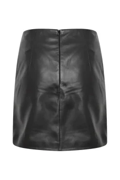 Ruched Real Leather Mini Skirt