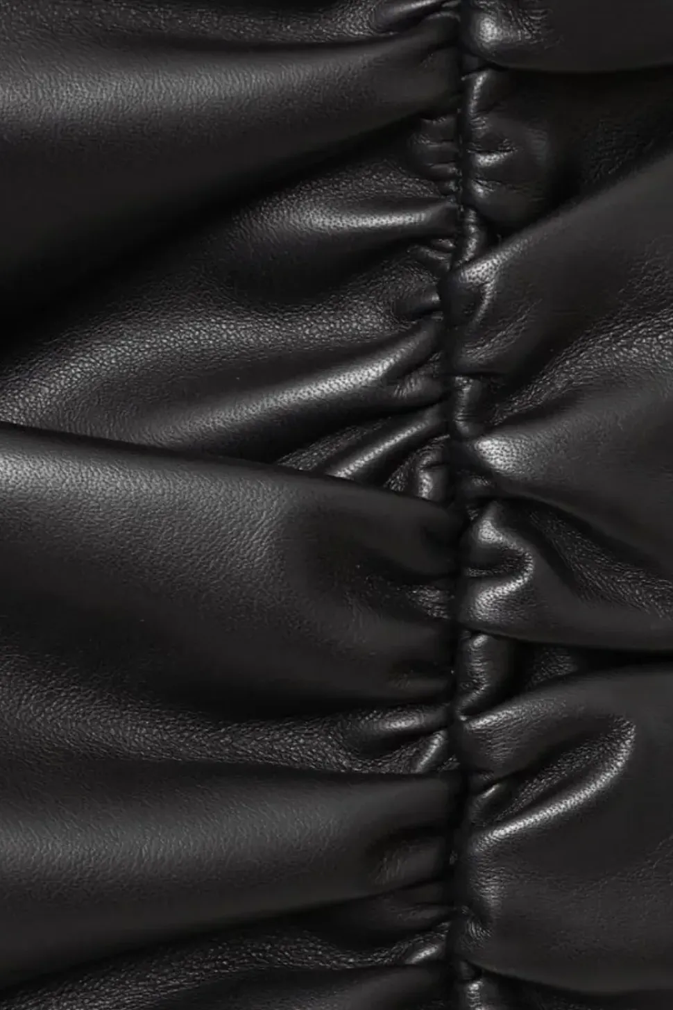 Ruched Real Leather Mini Skirt