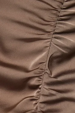 Ruched Satin Maxi Skirt