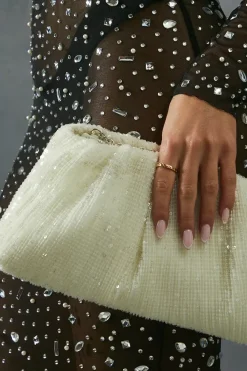 Ruched Sequin Clutch Bag