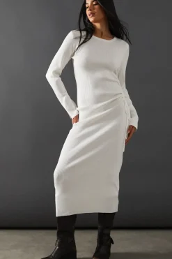 Ruched Side Knitted Midi Dress