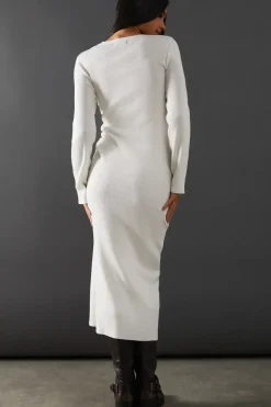 Ruched Side Knitted Midi Dress