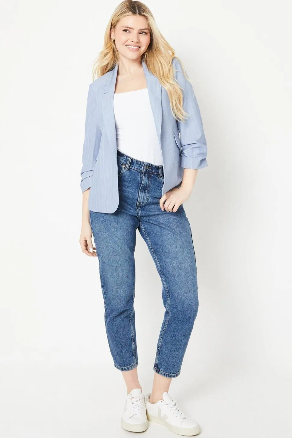 Ruched Sleeve Blazer