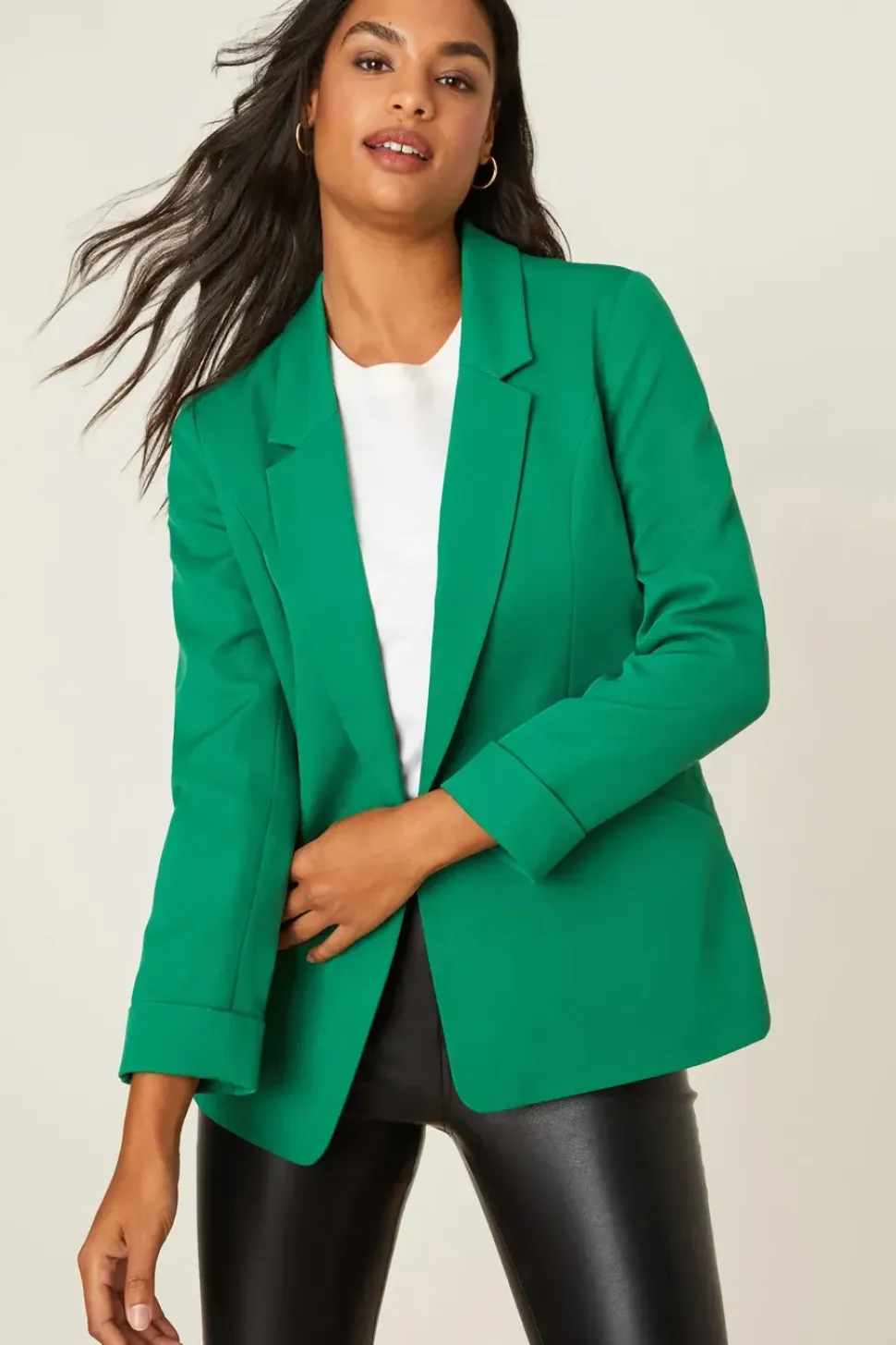 Ruched Sleeve Blazer