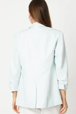Ruched Sleeve Double Breasted Blazer