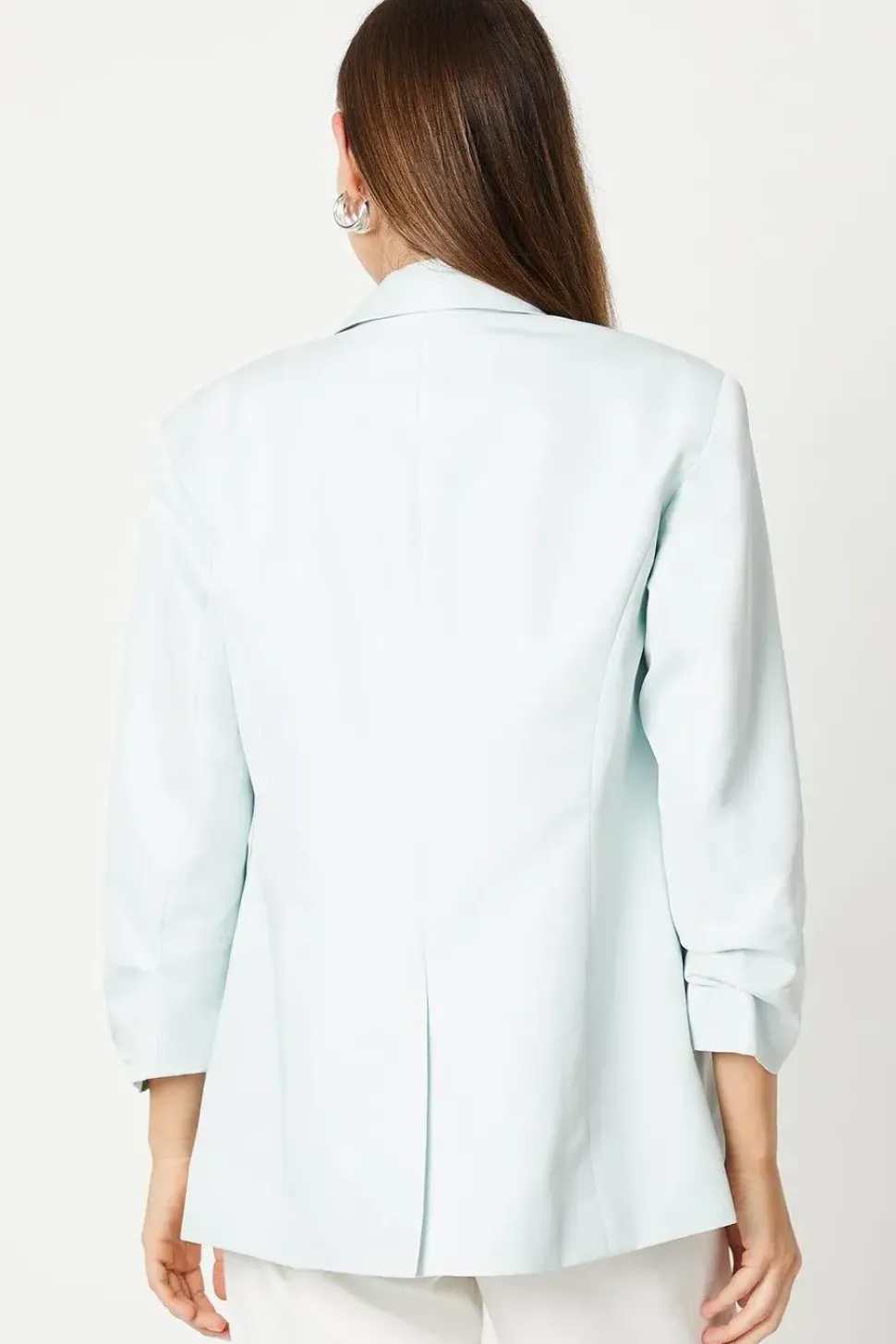 Ruched Sleeve Double Breasted Blazer
