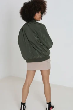 Ruched Sleeve Oversized Bomber Jacket
