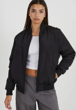 Ruched Sleeve Oversized Bomber Jacket
